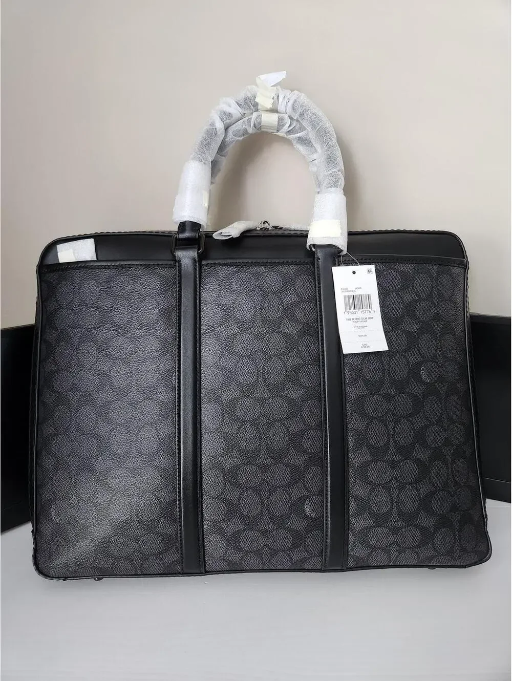 COACH Signature Metropolitan Slim Brief, Black/Charcoal, One Size